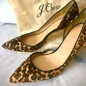 J. Crew Elsie Pumps in Leopard Calf Hair - Size 7